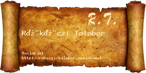 Rákóczi Talabor névjegykártya
